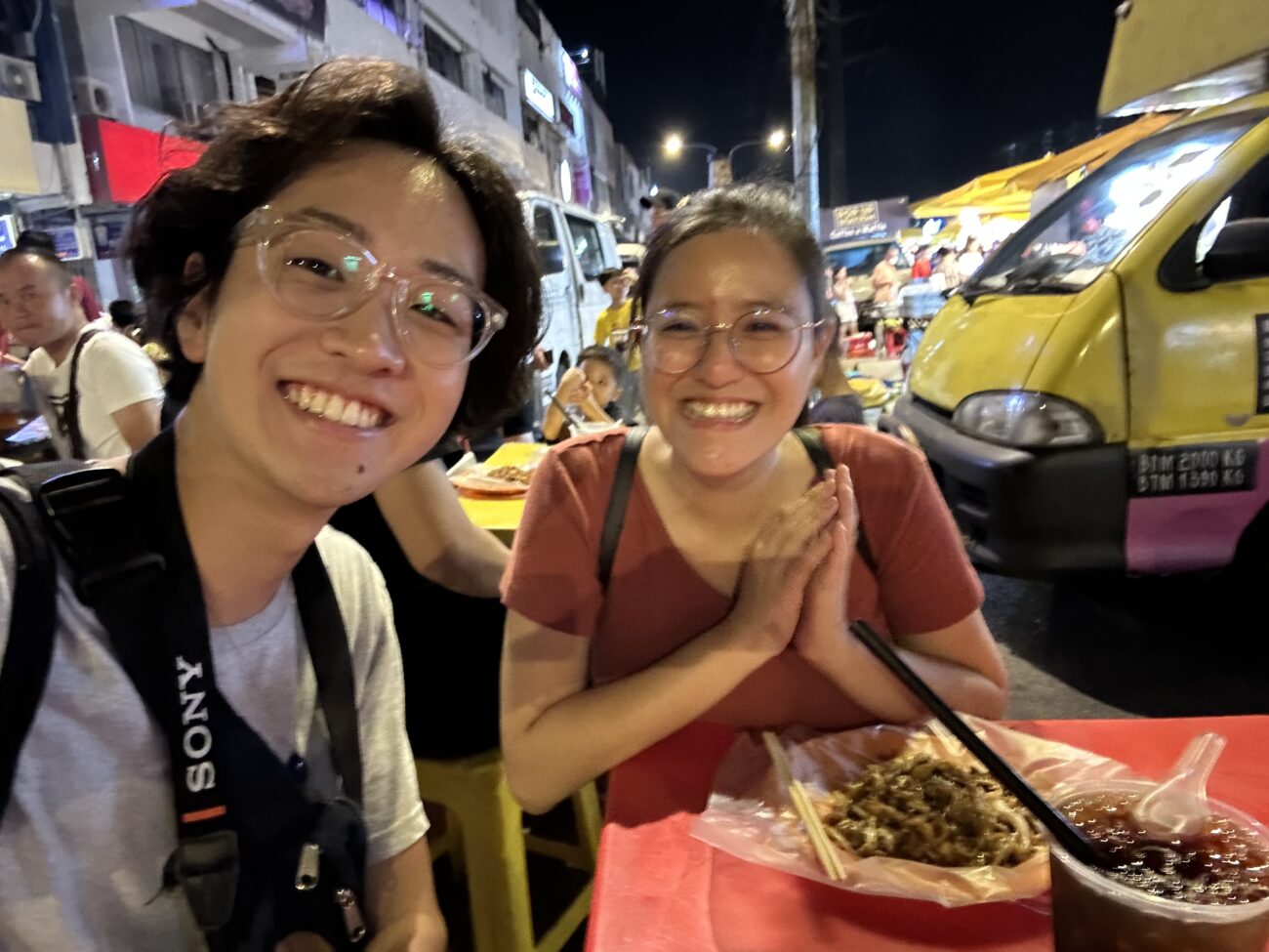 Night market with Ash, eating Chinese food